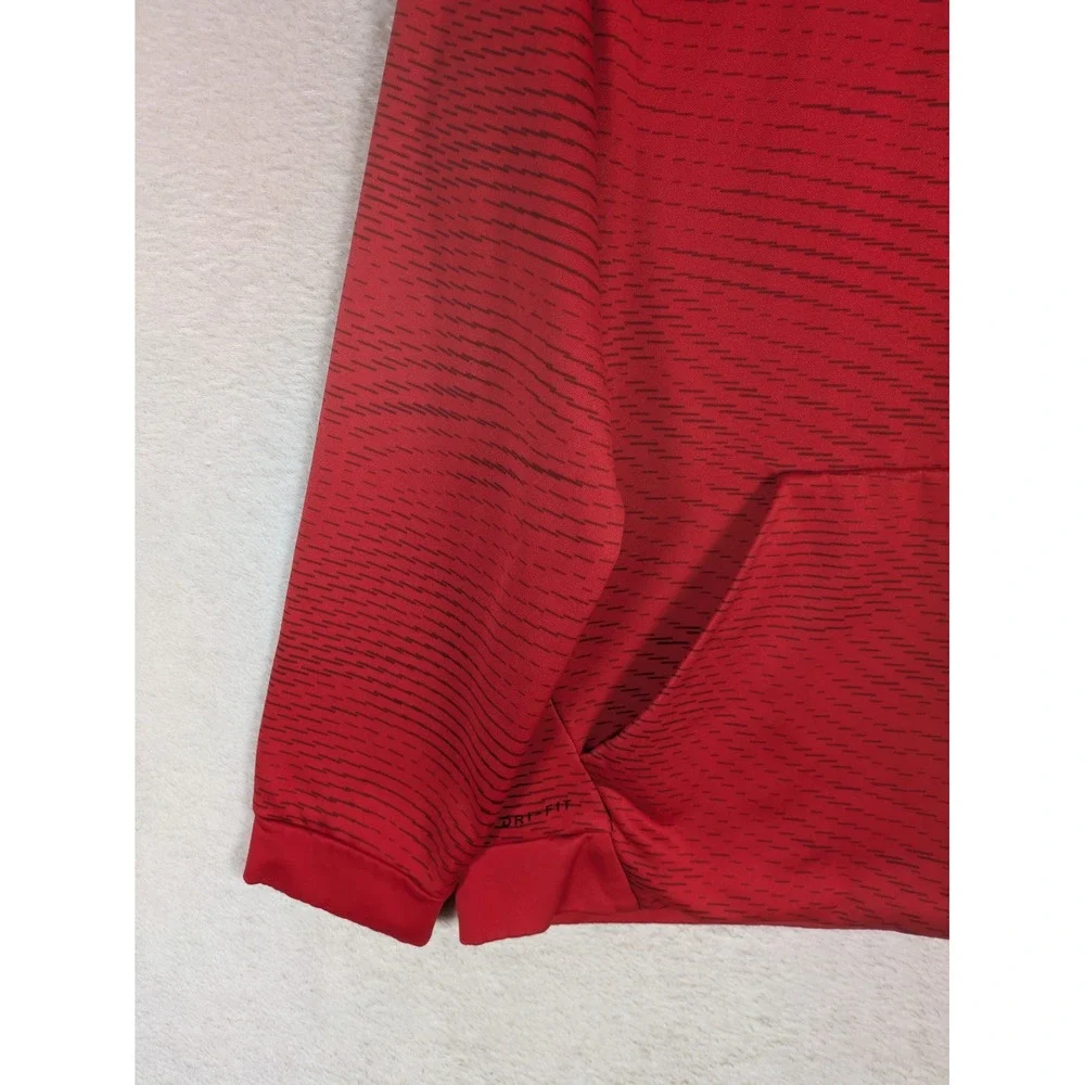 Nike Hoodie Men's XL Red Dri-FIT Micro-Stripe Pullover Activewear Sweatshirt